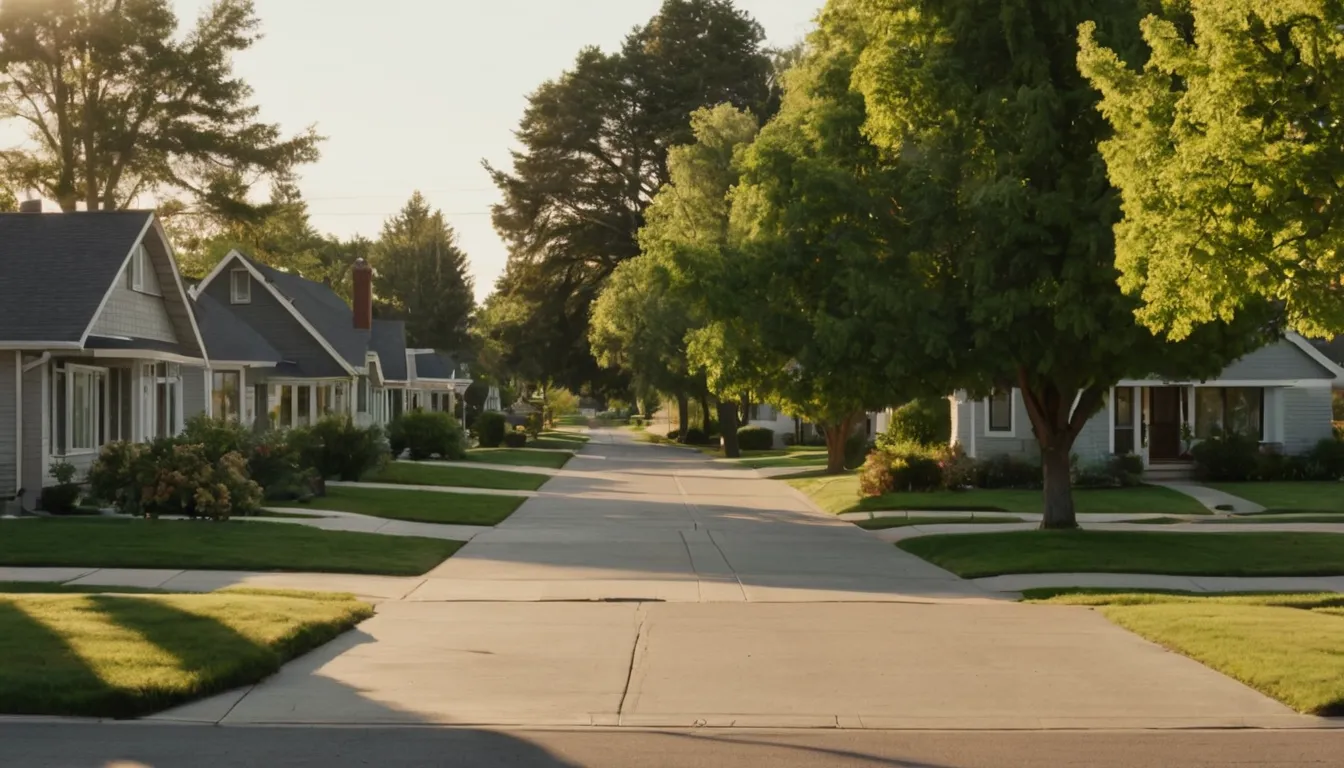 Neighborhood street with mature trees across the Indianapolis city area